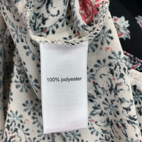 Maurices Mixed Print Blouse Button Tab Sleeve L - Picture 11 of 11